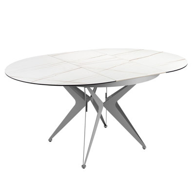 Extendable Oval Marble Top Dining Table