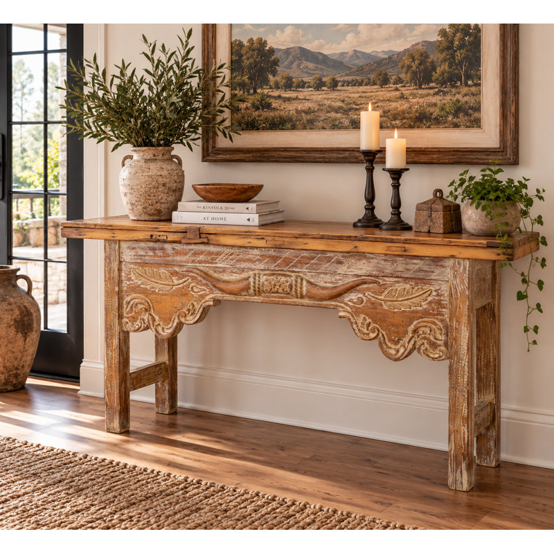Solid Wood Hand Carved Console