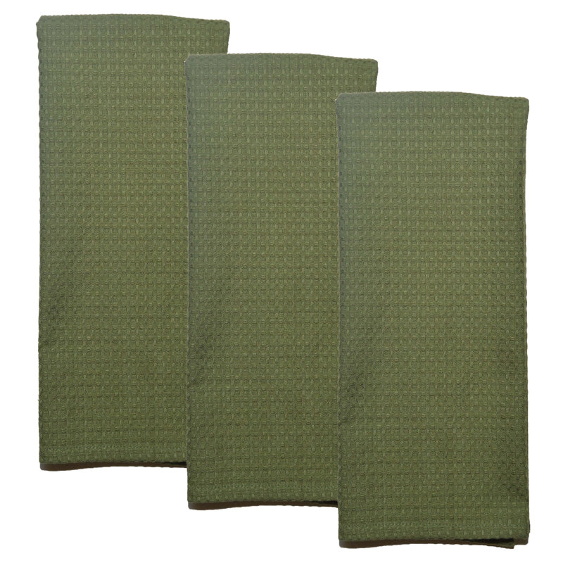 Waffle Texture Tea Towel Kitchen Towel, Sage