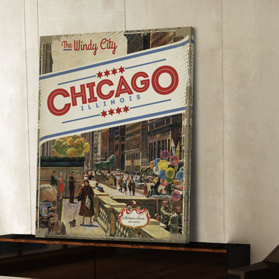 «Michigan Avenue, Chicago», reproduction d'art sur toile tendue par John Falter