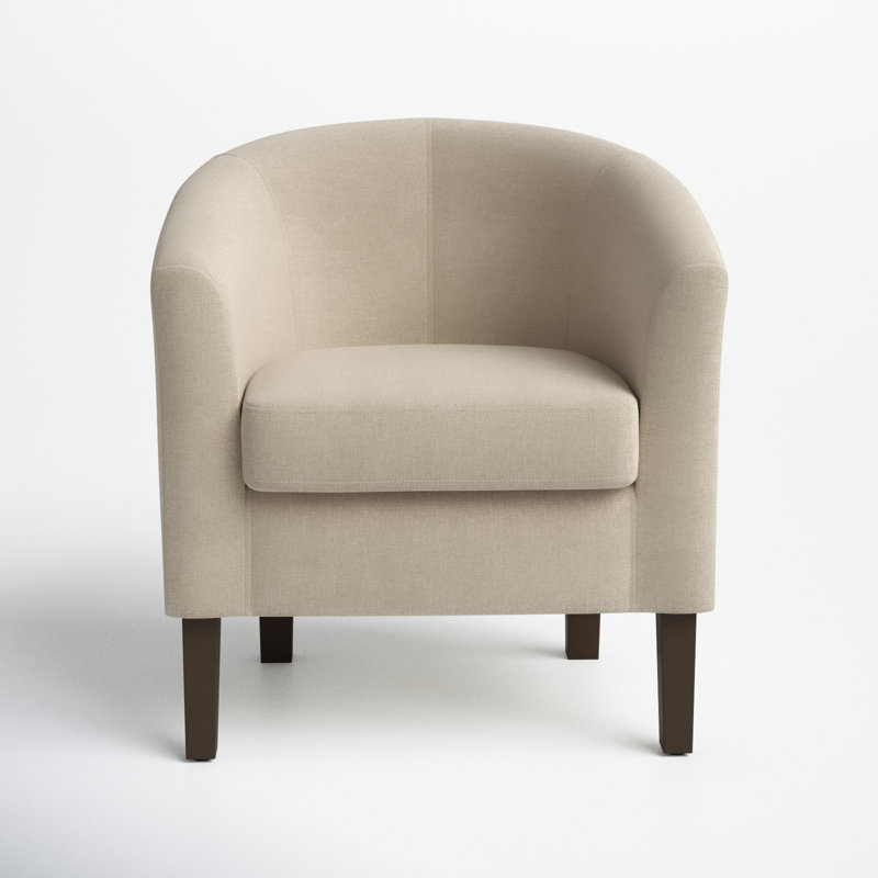 Munson 26.77" Wide Linen/Polyester Upholstered Barrel Chair, Beige  Linen