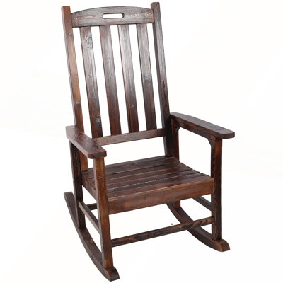 Chaise berçante surdimensionnée en bois avec siège large et dossier haut pour une détente confortable à l'intérieur et à l'extérieur