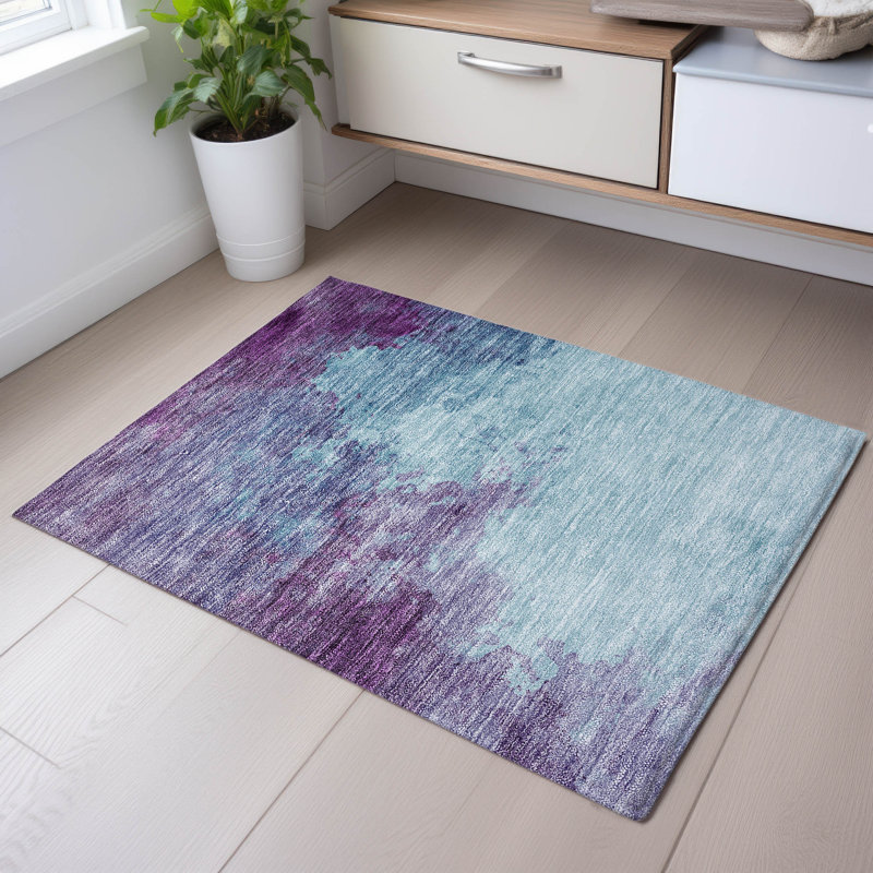 Premium Machine Washable Ducote AMF1138 Watercolors Rug, Rectangle 1'8" x 2'6"
