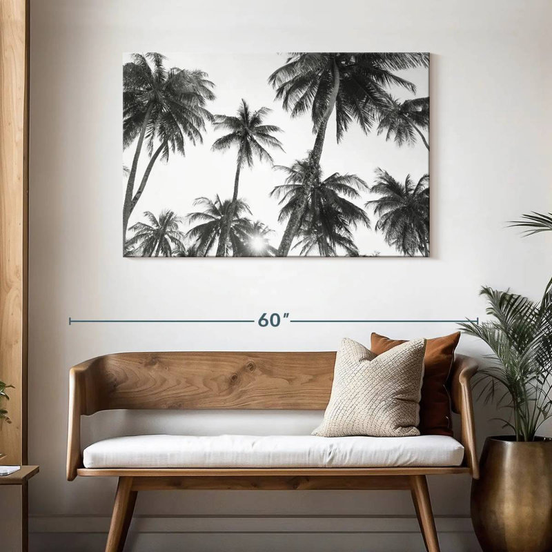 Harnek tropical en noir et blanc, H 30 po x l 45 po