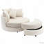 Fauteuil demi-tonneau pivotant à 360 ° avec repose-pieds et coussins de rangement-2050583155