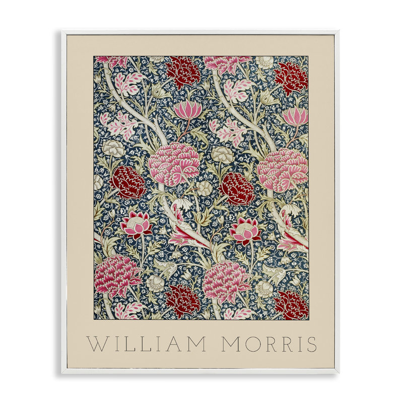 Estampe numérique ornée de fleurs entrelacées classiques, design par Lil 'Rue, Encadrement giclée blanc côtier