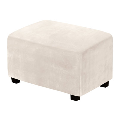 Ottoman Covers Slipcover Rectangle Real Velvet Plush 1 Piece Form Fit Stretch Folding Storage Covers Ottoman Slipcovers Removable Footrest Covers Elastic Bottom Washable(Large, Ivory)