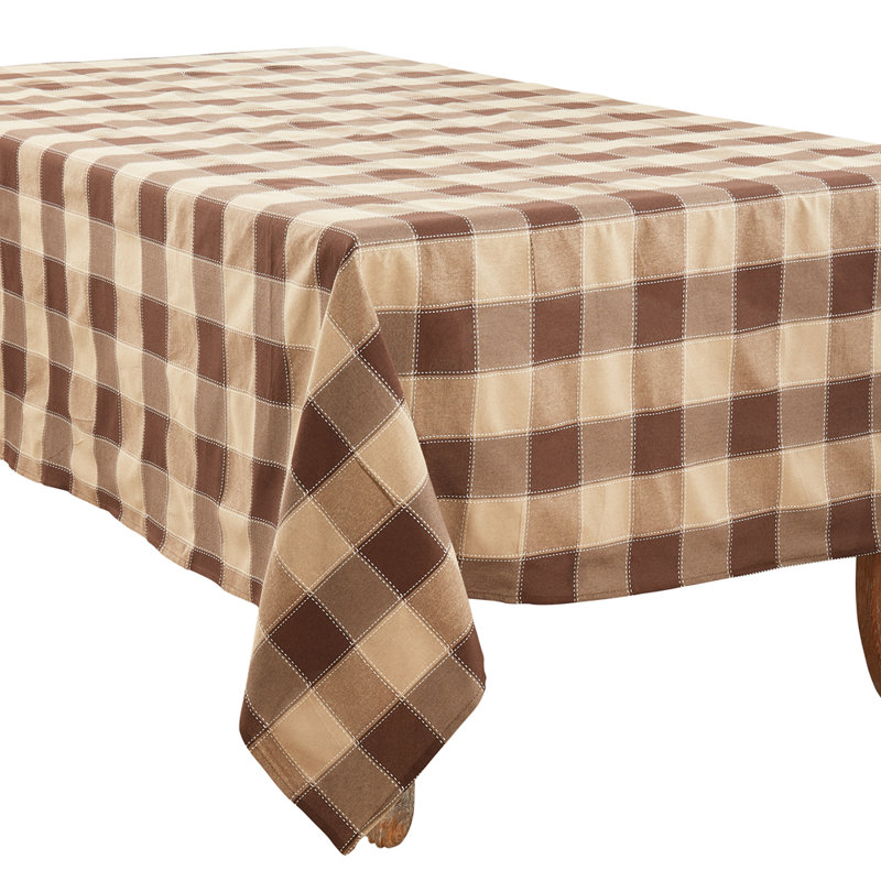 Bernardi Plaid Tablecloth, Mocha, 70" W x 180" L