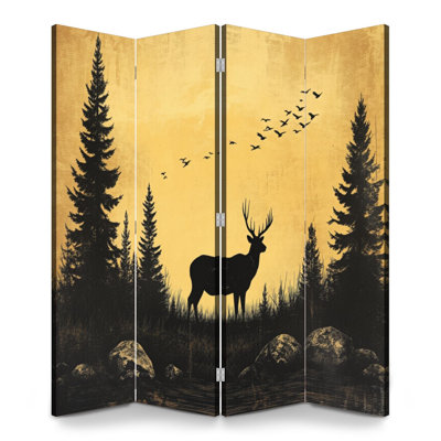 Paravent 4 panneaux pliable pour homme Cave Royal Deer Vintage Forest Farmhouse