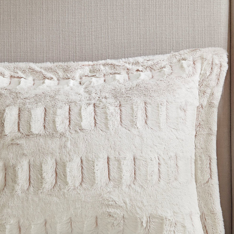 Couette blanche en fausse fourrure de vison pour lit simple/twin XL - Luxe avec rembourrage et revers doux en fourrure longue - Bordure de 5 cm