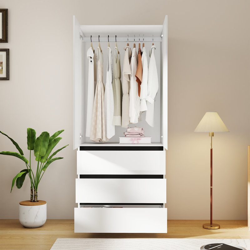 Armoire penderie à 3 tiroirs Ziniah