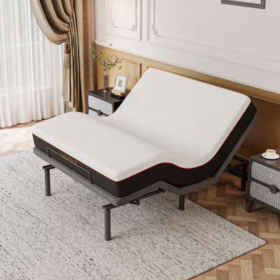 Grand lit ajustable avec matelas en mousse à mémoire de forme de 10 po, massage, gravité zéro, télécommande sans fil et contrôle des applications