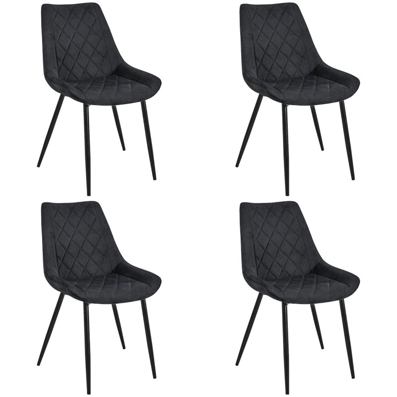 Kimballton 46cm H Tufted Velvet Upholstered Upholstered Back Side Chair in Black