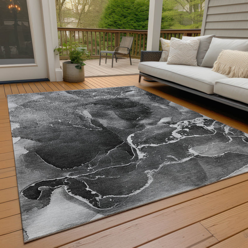 Kyrie Flatweave Washable Abstract Indoor / Outdoor Rug, Rectangle 8' x 10'