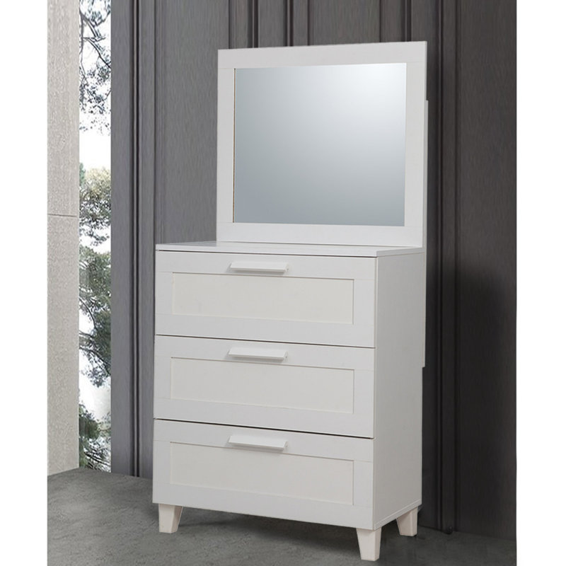Coiffeuse avec miroir Solihull, Blanc