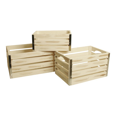 Grand ensemble de 3 caisses en bois