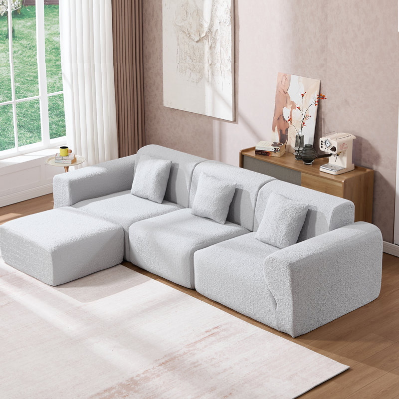 Canapé modulaire Boneless, Polyester gris clair