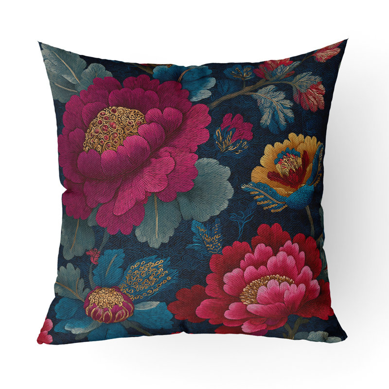Pashmina Scroll Trellis Indoor/Outdoor 18x18, Square 18", Purple/Rose