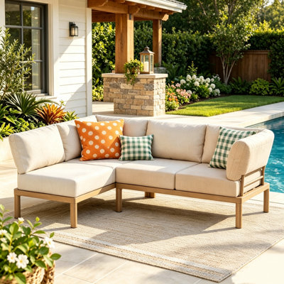 4 Person Modular Aluminum Patio Sectional, Beige