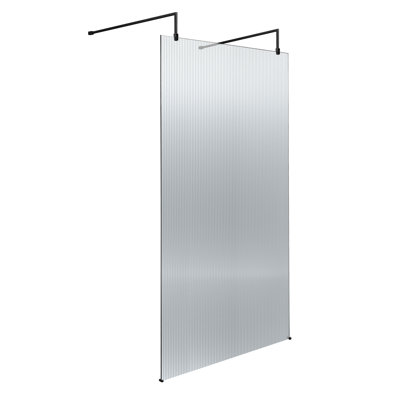 nuie 1000mm Matt Black Fluted Wetroom Screen
