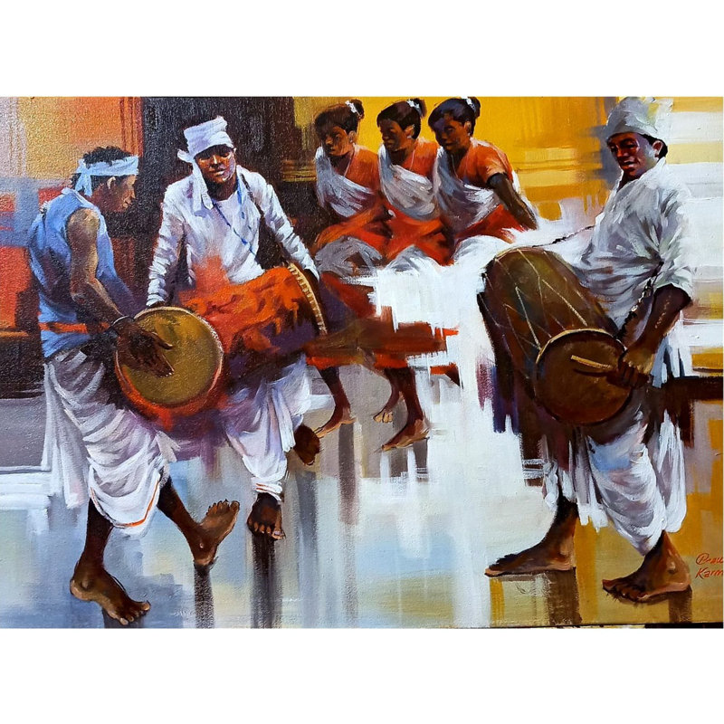 Danse rythmique de Jhumar | Acrylique sur toile | Par Praween Karmakar