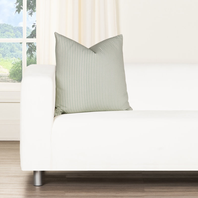 Oreiller décoratif à rayures Magnolia Home Fashions Cottage, Bleu turquoise / rayures vertes, Polyester, H 18 po x l 18 po