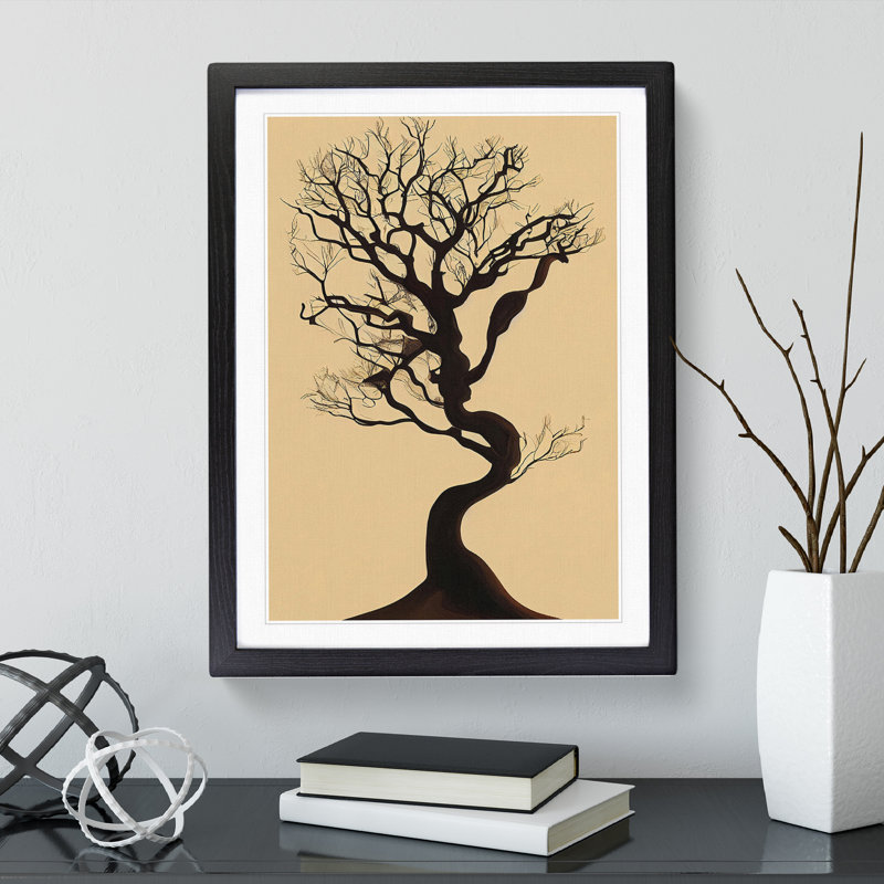 XV1022-4608X The Solo Tree No.2 - Single Picture Frame Print, Black, 64cm H x 46cm W x 2cm D