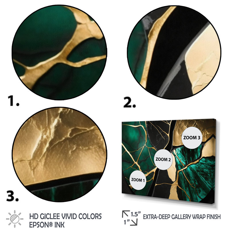 Abstract Geode Gold I - Art mural encadré abstrait en marbre, Cadre simple noir, L 20 po x H 12 po