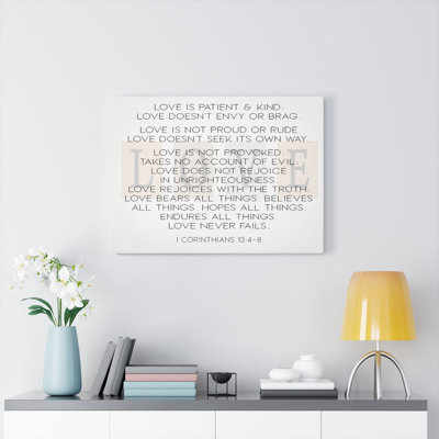 «Love is 1 Corinthians 13: 4? -? 8, décoration murale chrétienne»