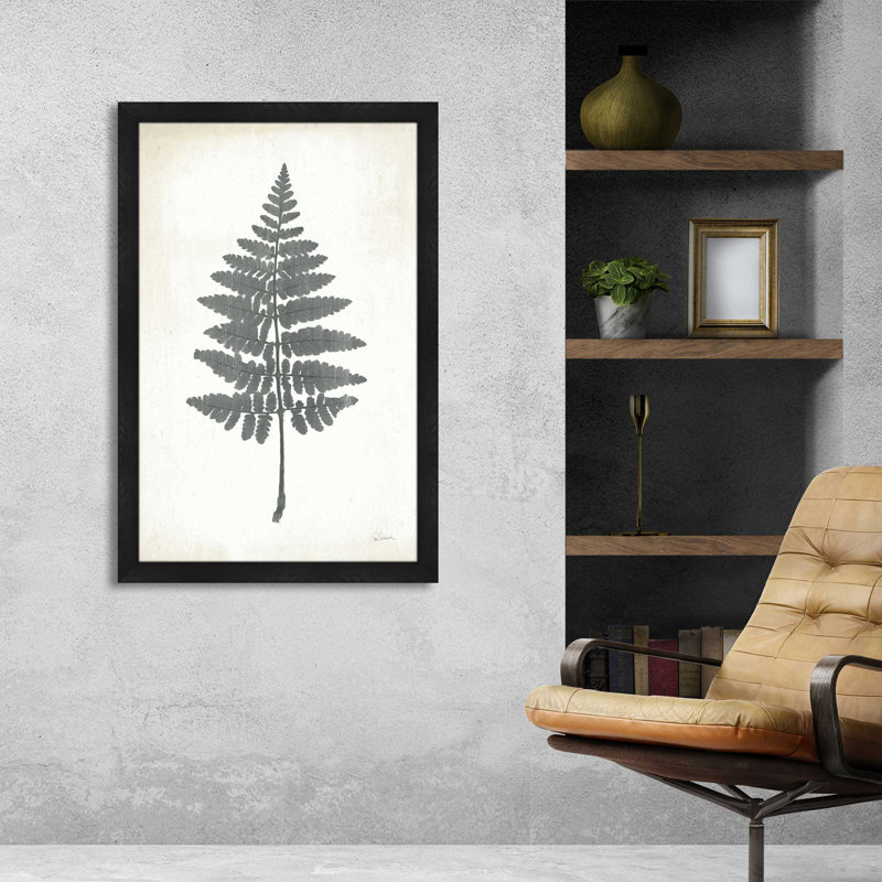 Tableau noir Fern II - Peinture, L 21,5 po x H 27,5 po, Cadre noir