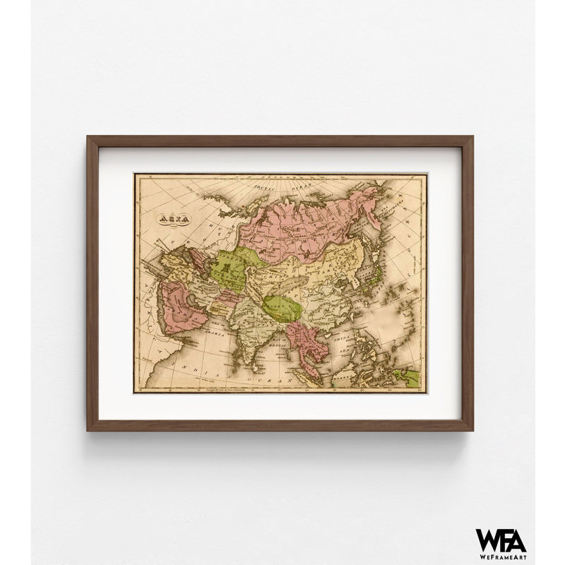 «Asia 1835, Asian Inspired Decor», affiche de décor asiatique rétro, maison asiatique, reproduction d'art, carte antique d'Asie, pays d'Asie, art mural