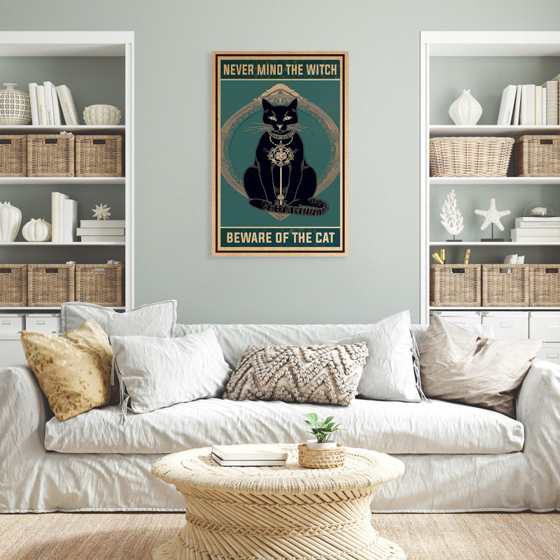 Jadarrius " Jadarrius Black Cat Beware Of The Cat ", 36" H x 24" W x 1.25" D