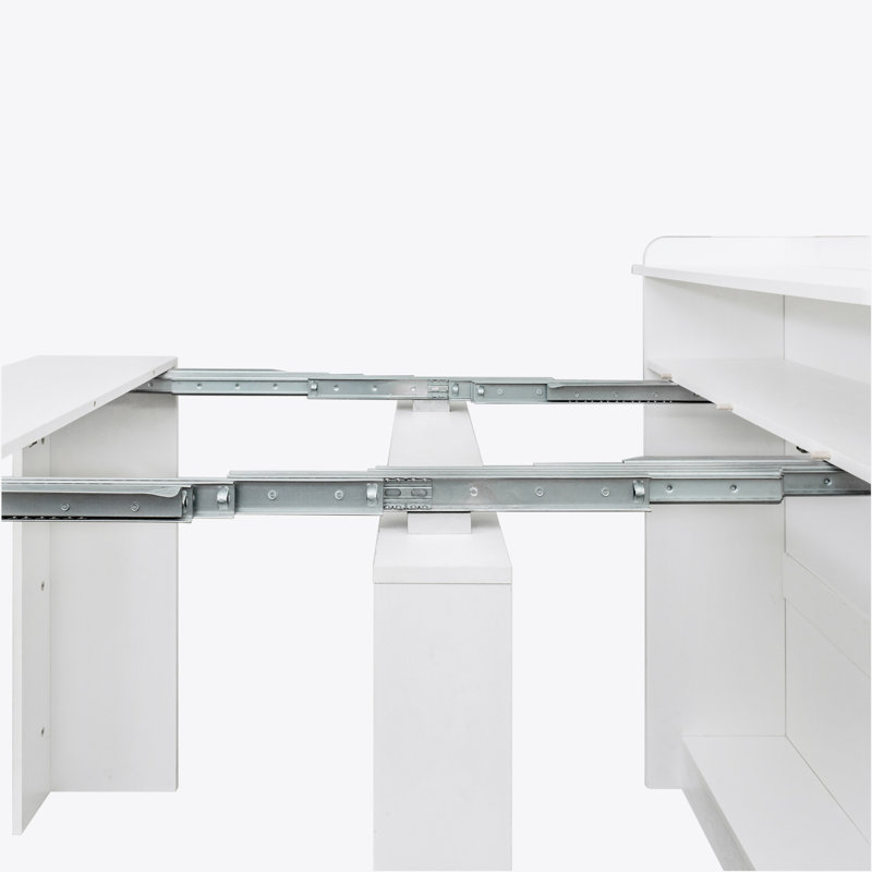 Modern Extendable Dining Table with Storage, White