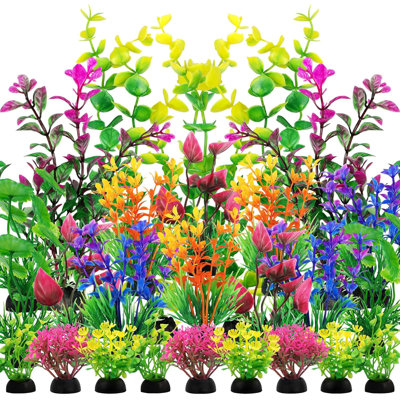 25 pièces de plantes artificielles, décorations d'aquarium