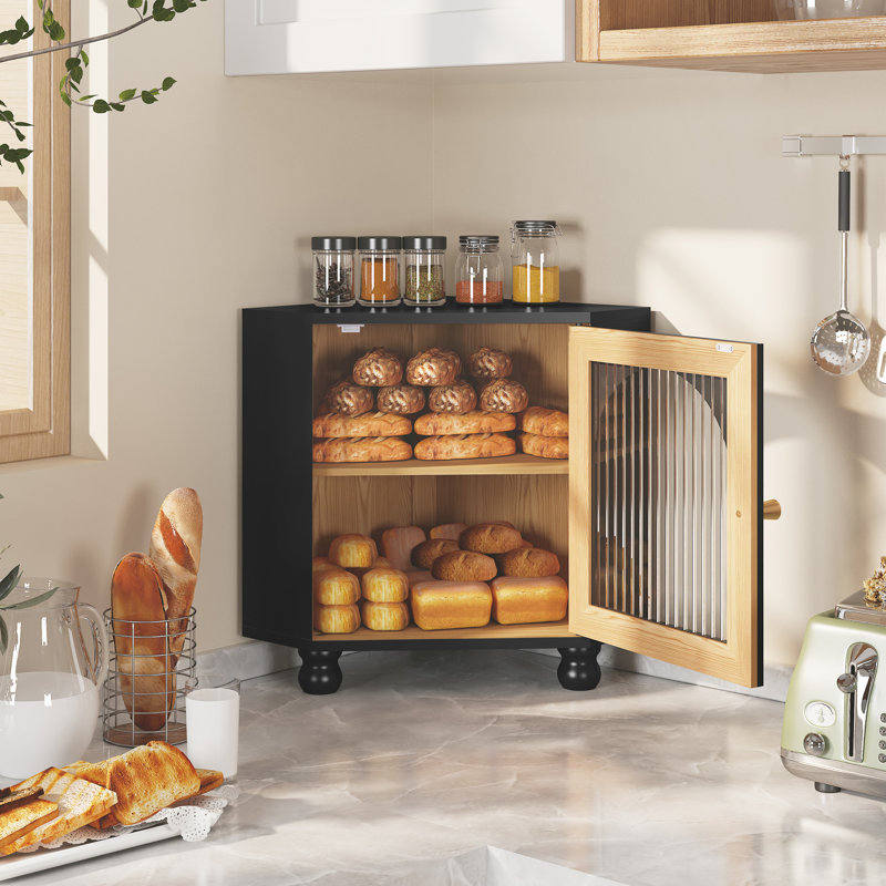 2-Layer Bread Box For Kitchen Countertop, Black