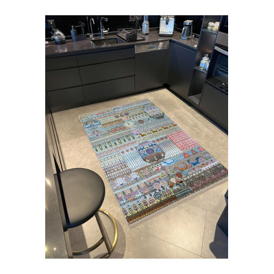 Tapis décoratif multicolore lavable à la machine à motifs multicolores de la collection Barcelona