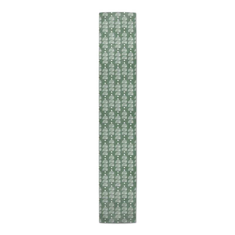 Mcelrath Geometric Table Runner, 90" L x 16" W, Geometric 7, Green