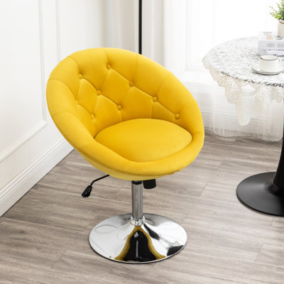 Fauteuil d'appoint en velours jaune avec rotation à 360 degrés et relevage hydraulique, fonction de rotation de l 27,72 po