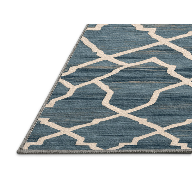 Machine Washable Trellis Gray Area Rug, Rectangle 7' x 10'