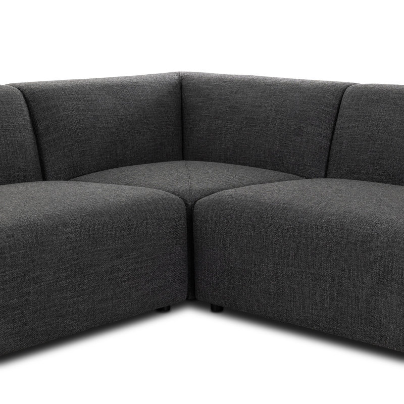 Lawndale 5PC Sectional W/ RAFC-Napa Sandstone, Right Hand Facing, Saxon Charcoal Polyester Blend