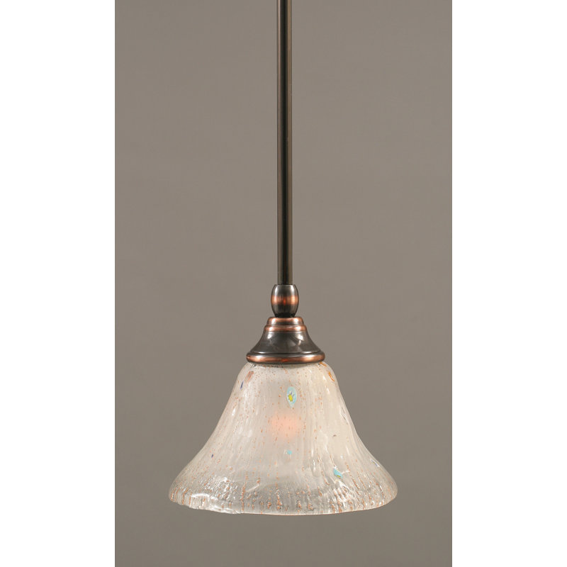 Stem Hung Mini Pendant With 7" Frosted Crystal Glass, Black Copper