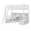 Lit mezzanine simple avec tablettes de rangement, tiroirs, siège et bureau pour couleur blanche
