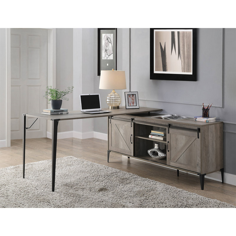 Bureau en chêne avec finition Zakawani, Gris