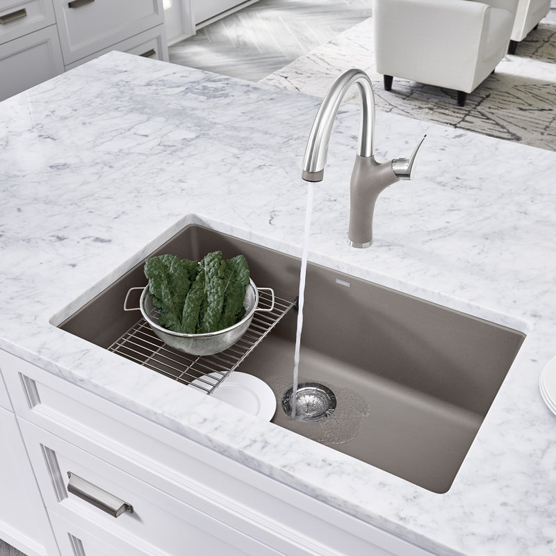 Precis SILGRANIT 30" L X 18" W Undermount Kitchen Sink, Café Brown