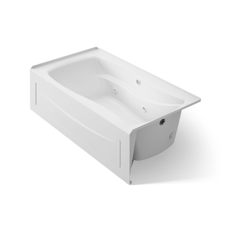 Mariposa 66" x 36" Alvover/Tile in Whirlpool Acrylic Bathtub, Blanc, Droite, Non