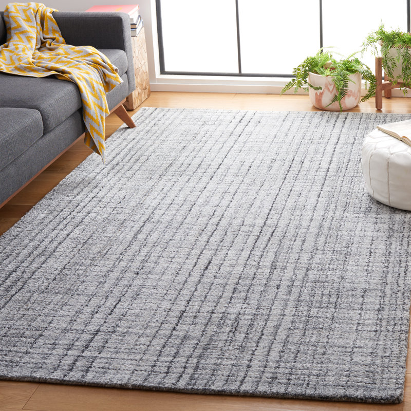 Abstract Hand Tufted Performance Striped Rug, Rectangle 4' x 6'