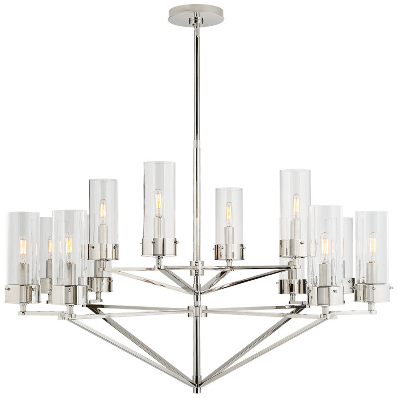 Thomas O'Brien Marais Large Chandelier, Polished Nickel, White