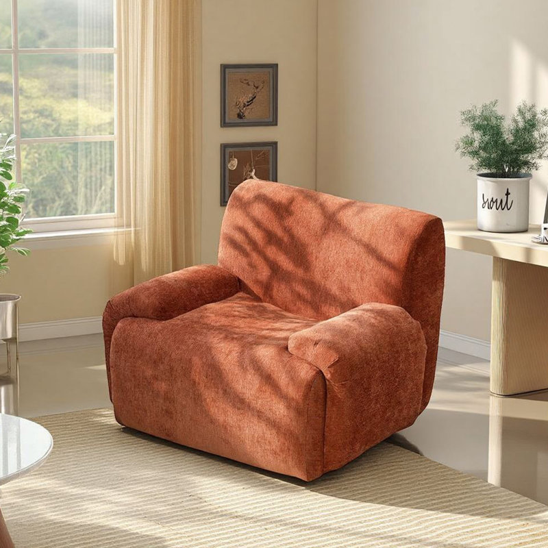 42" Modern Upholstered Oversized Compression Accent Chair, Orange