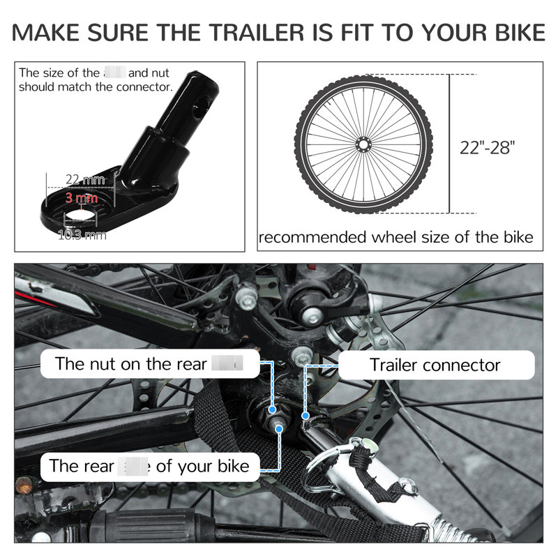 Remorque de vélo pour chien de taille moyenne - fabrication en acier. Entrée avec fermeture à glissière, drapeau inclus. Remorque jaune à roulettes, construction, cabine spacieuse et roues