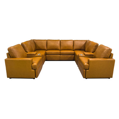 Niteshi Leather Match Power Recline Sectional